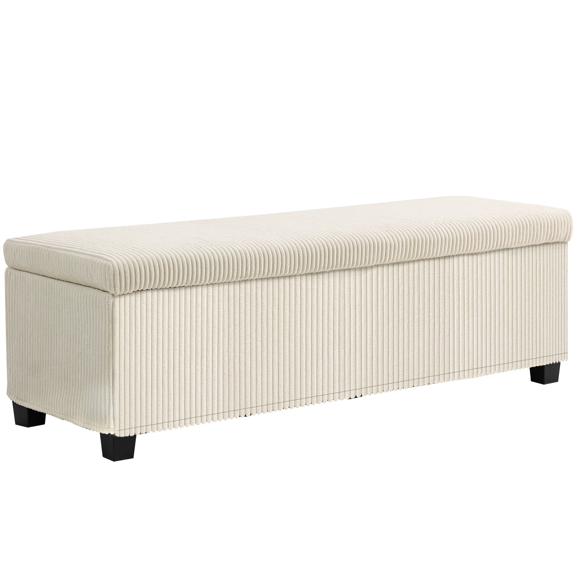 Homcom - 47 Inches Storage Ottoman Bench, Foot Rest with Removable Lid, End of Bed Bench, Padded Seat, for Living Room, Bedroom - Beige