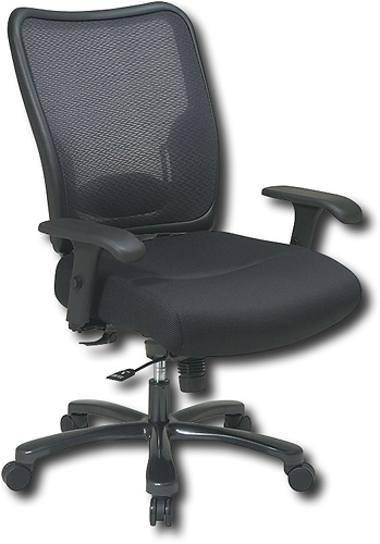 Angle View: Office Star Products - Ergonomic Chair with Double Air Grid Back and Mesh Seat - Black