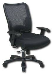 Office Star Products - Ergonomic Chair with Double Air Grid Back and Mesh Seat - Black - Front_Zoom