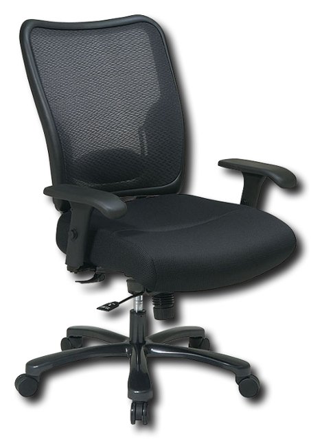 Office Star Furniture - Ergonomic Chair with Double Air Grid Back and Mesh Seat - Black - Front_Standard