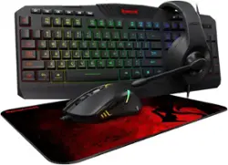 REDRAGON - S101-BA-3 Wired RGB Backlit Gaming Keyboard and Mouse Pad, Gaming Headset Combo - Black - Front_Zoom