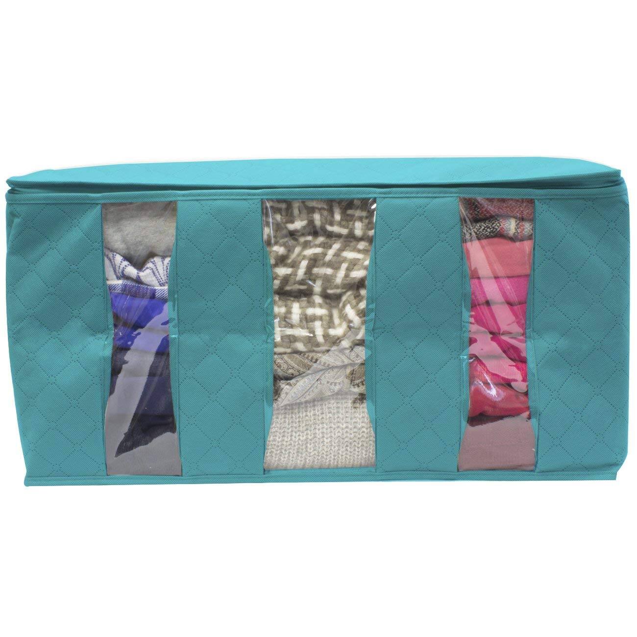 Alt View 3. Sorbus - Sorbus 1-Pc Foldable Storage Bag Organizers, 3 Sections, Great for Clothes, Blankets, Closets, Bedrooms, and More - Aqua.