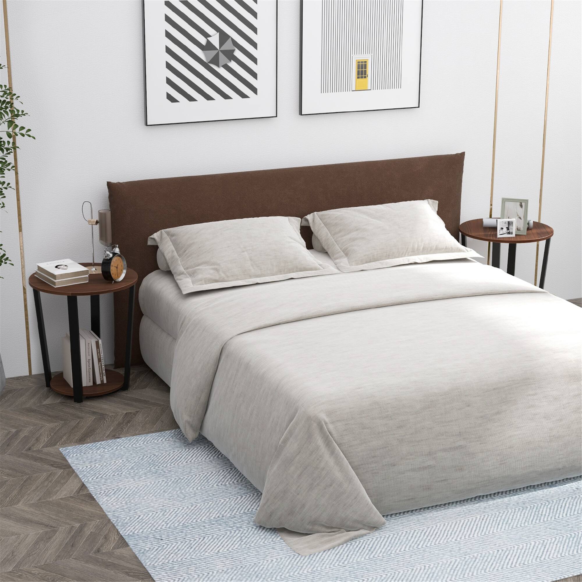 Alt View 7. Gymax - Gymax Industrial End Table Sofa Side Table Nightstand w/ Storage Shelf & Metal Frame - Walnut.