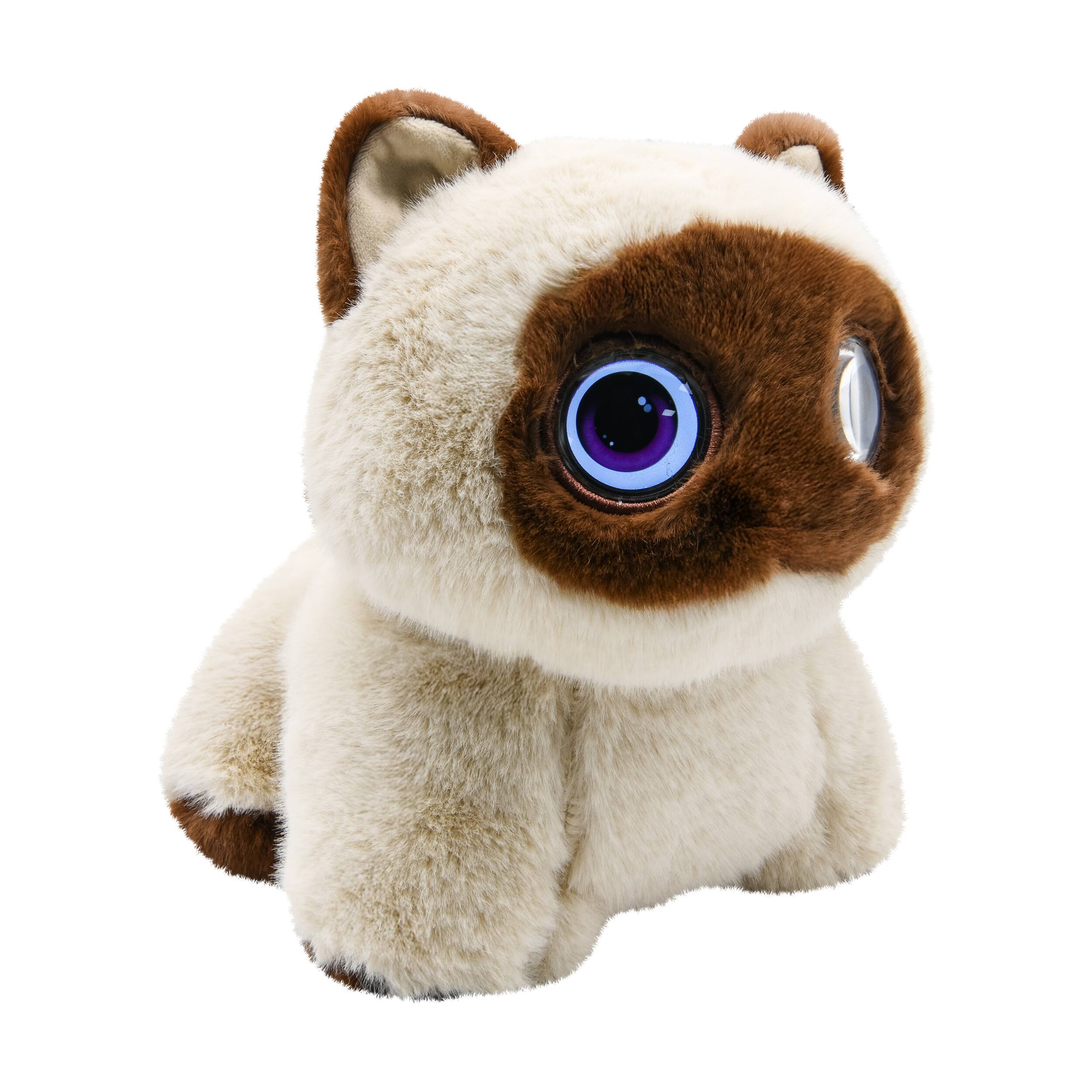 Angle. Contixo - AI Pixie-Paw Smart Interactive Plush Cat – AI Companion Stuffed Toy with Voice, Expressive Eyes & Touch-Activated Play - Brown.