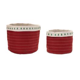 BreeBe - Fabric Pine Tree Pot Cover (Set of 2) - Red, White