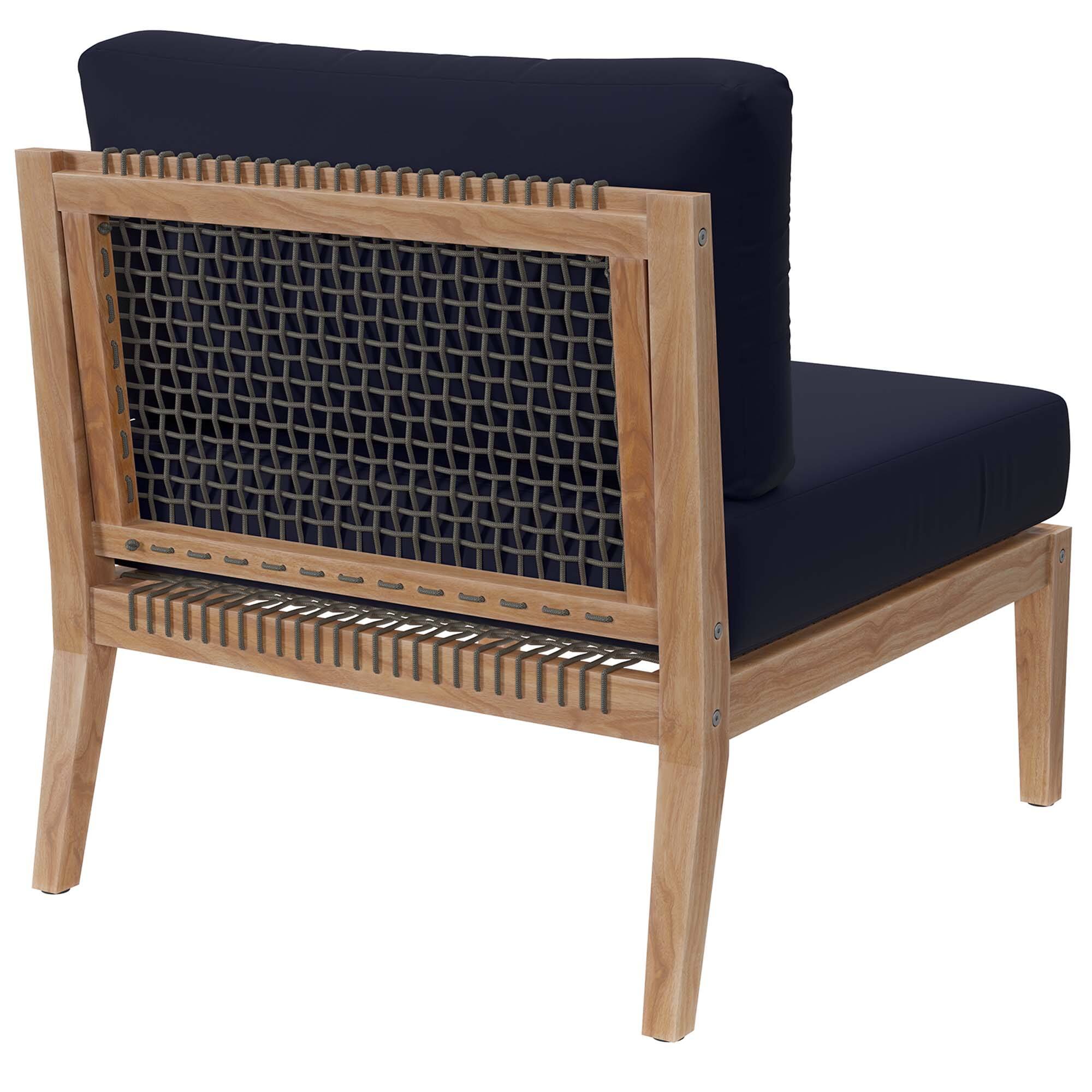Alt View 2. Modway - Clearwater Outdoor Patio Teak Wood Armless Chair by Modway - Gray Navy.