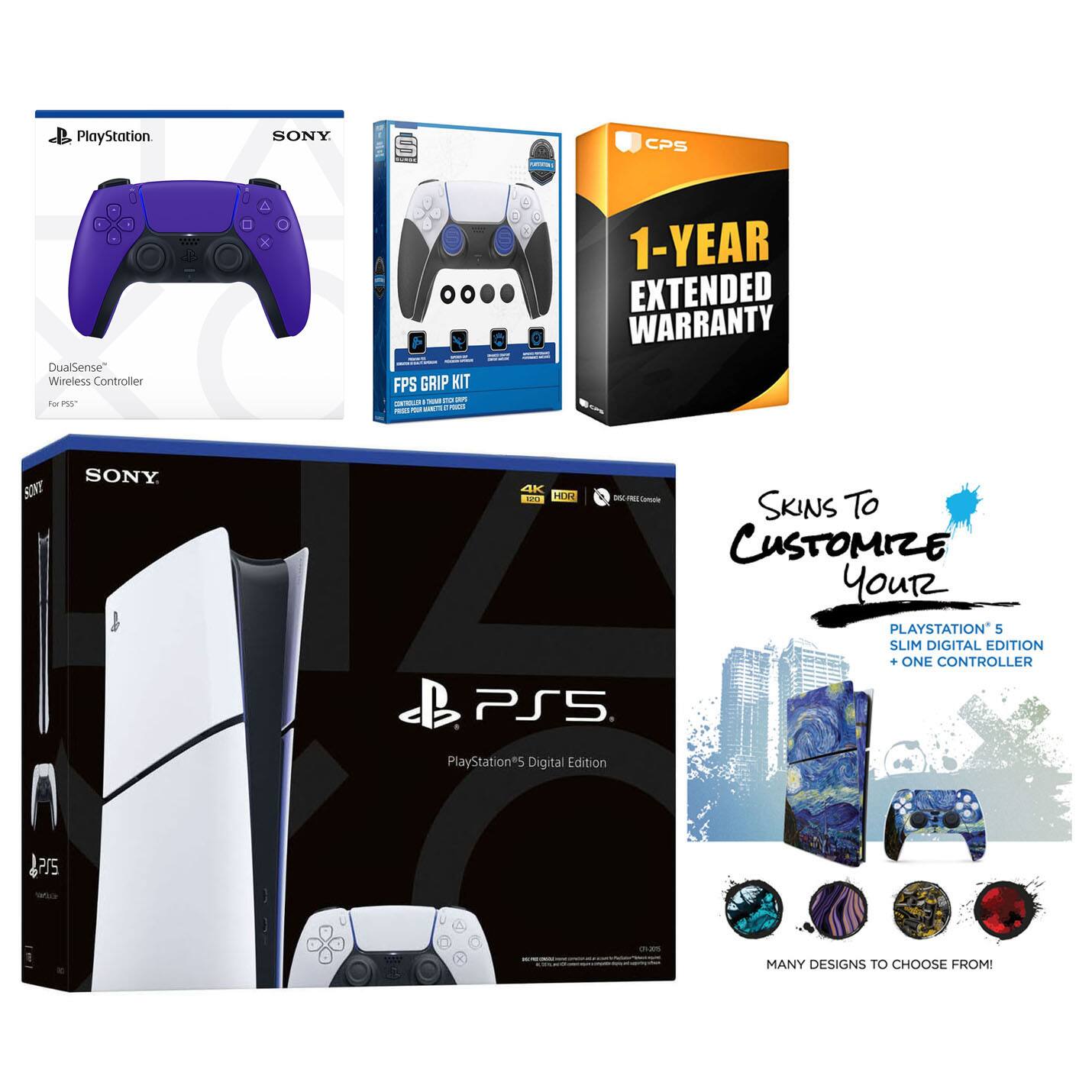 - PlayStation SONY DualSense Wireless Controller for PS5
- FPS GRIP KIT
- 1-YEAR EXTENDED WARRANTY
- SONY PlayStation 5 Slim Digital Edition + One Controller
- Skins To Customize Your PlayStation 5 Slim Digital Edition
- Many Designs To Choose From!
