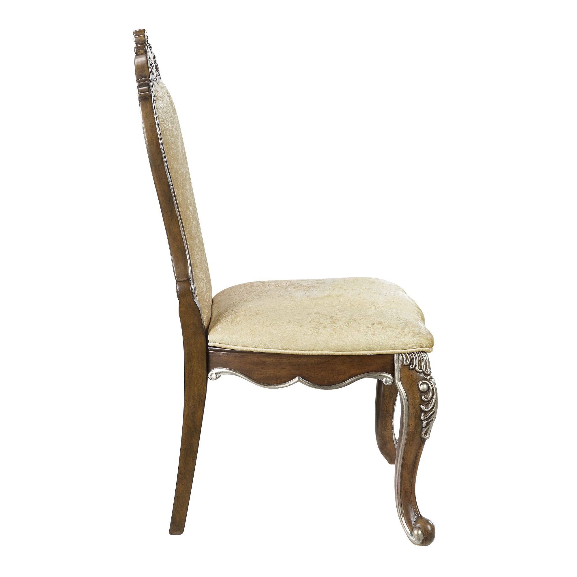 Back. GOODSILO - Antique Oak Finish Side Chair with Padded Back and Seat Cushions, Set of 2 - Oak.