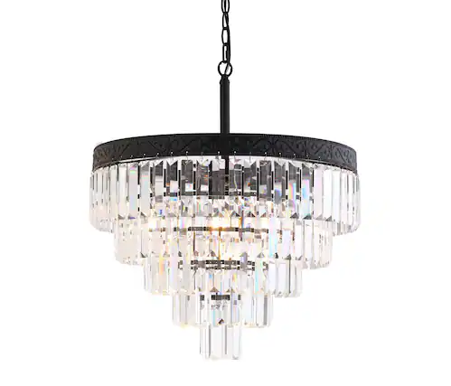 Front. Jonathan Y - Wyatt 20" 4-Light Crystal LED Chandelier, Bronze/ Clear - Bronze / Clear.