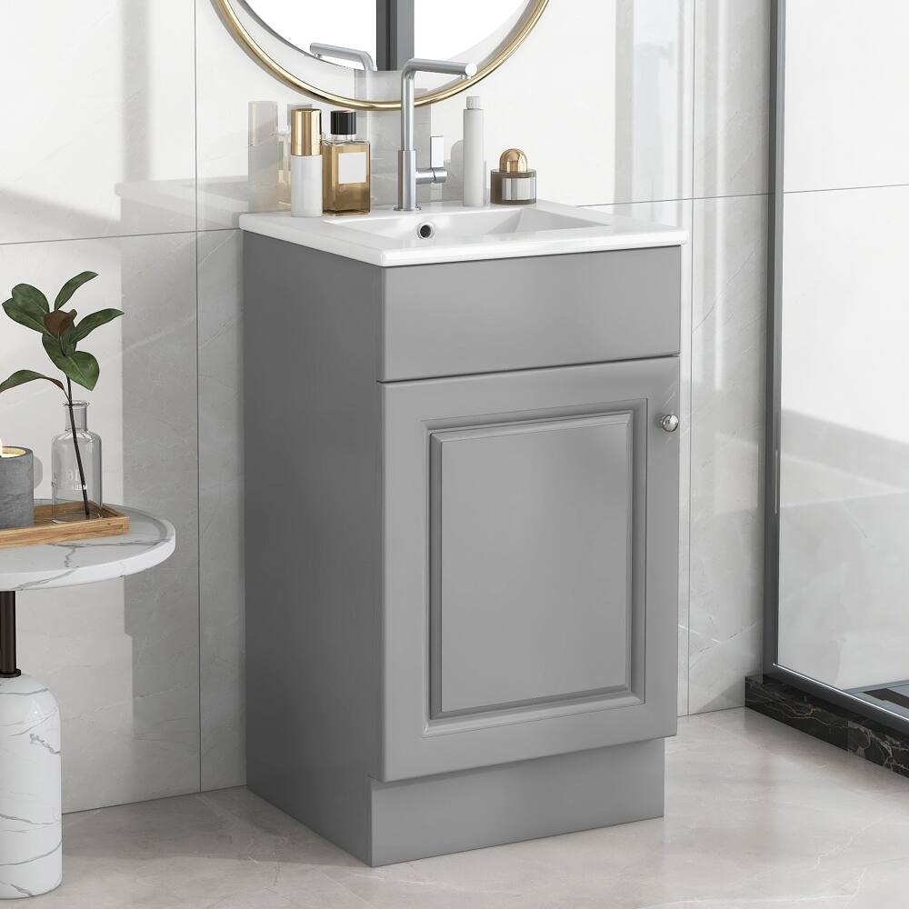 Angle. Loheer - Loheer 18 inch bathroom vanity with sink Grey Freestanding Cabinet - Grey.