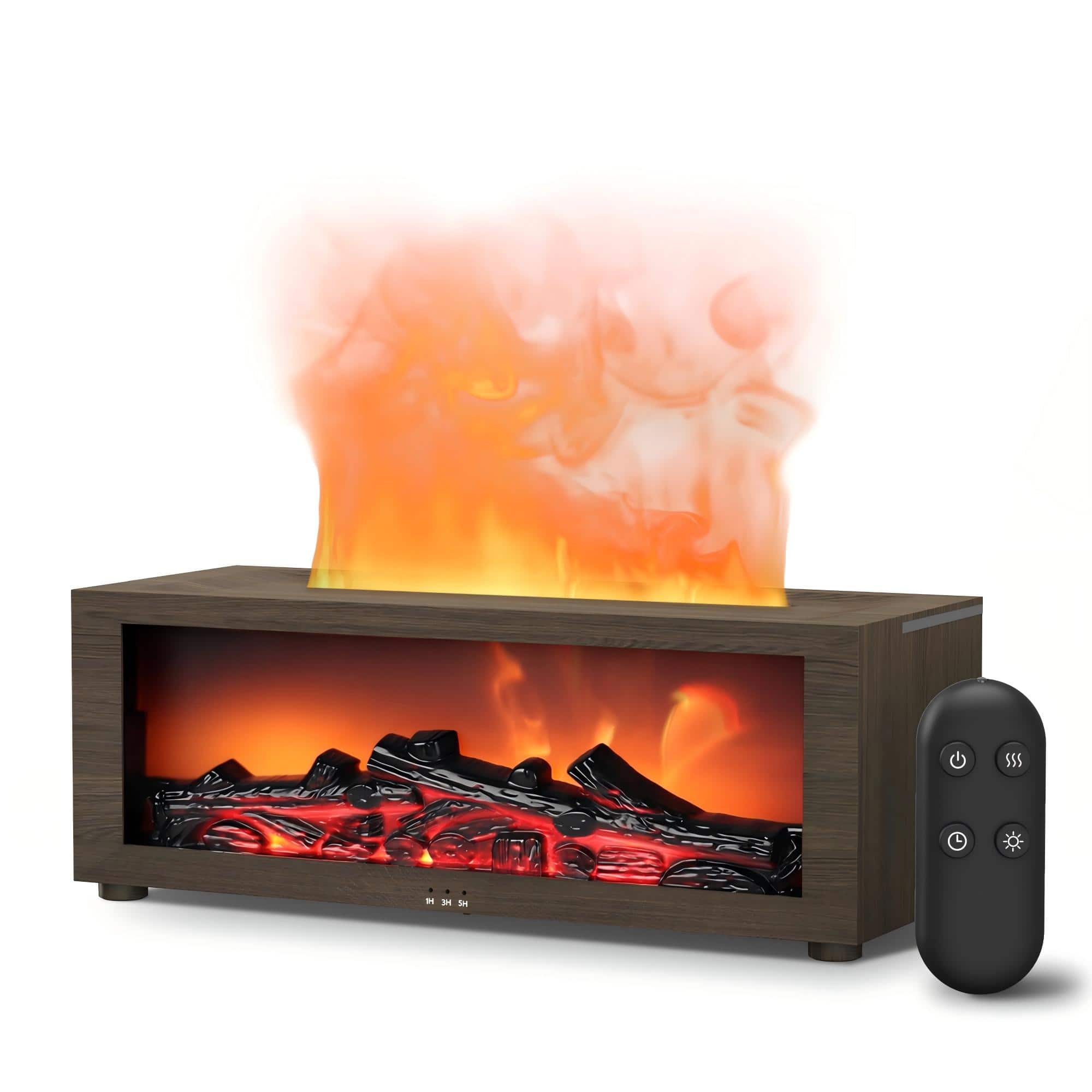 PRIMEPLUS - Fireplace Flame Ultrasonic Aroma Diffuser Humidifier, 7 Colors, Timer for Home, Office, Bedroom, Yoga - Dark Wood Grain price history on PriceWatchPro