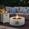 U-HOMY - Round Propane Fire Pit Set with Side Cabinet – Outdoor Patio Heating for Backyard - Table And Cabinet