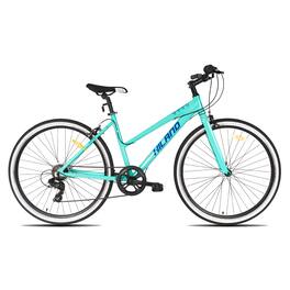 HILAND - Flow 700C Adult Hybrid Bike, 7 Speeds Commuter Bicycle for Men Women, Aluminum Alloy Frame - mint green