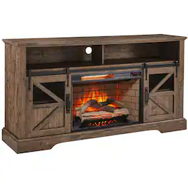 Mondawe - 60" Electric Fireplace Entertainment Center With Door Sensor - Brown