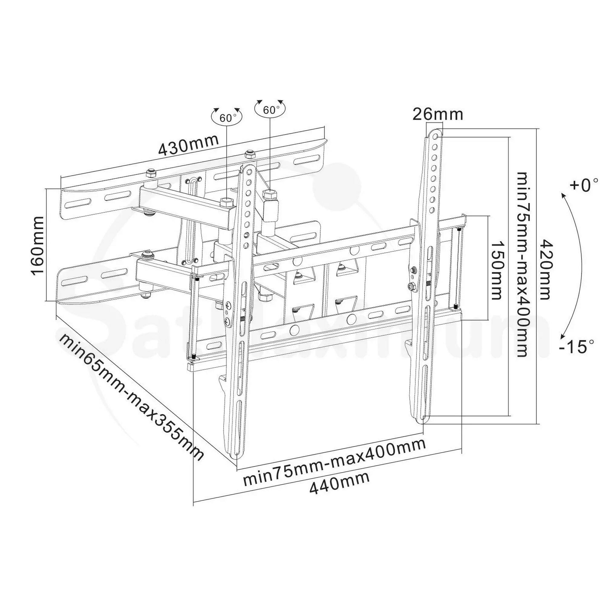 60° 26mm 60° 430mm +0° 160mm 150mm min75mm-max400mm 420mm @ali a -15° min65mm-max355mm min75mm-max400mm 440mm