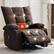 Front. Jojoka - 35" Wide Oversize Swivel Recliner Chair with Massage and Heat, Munual Recliner Rocker with Cup Holders - Brown.