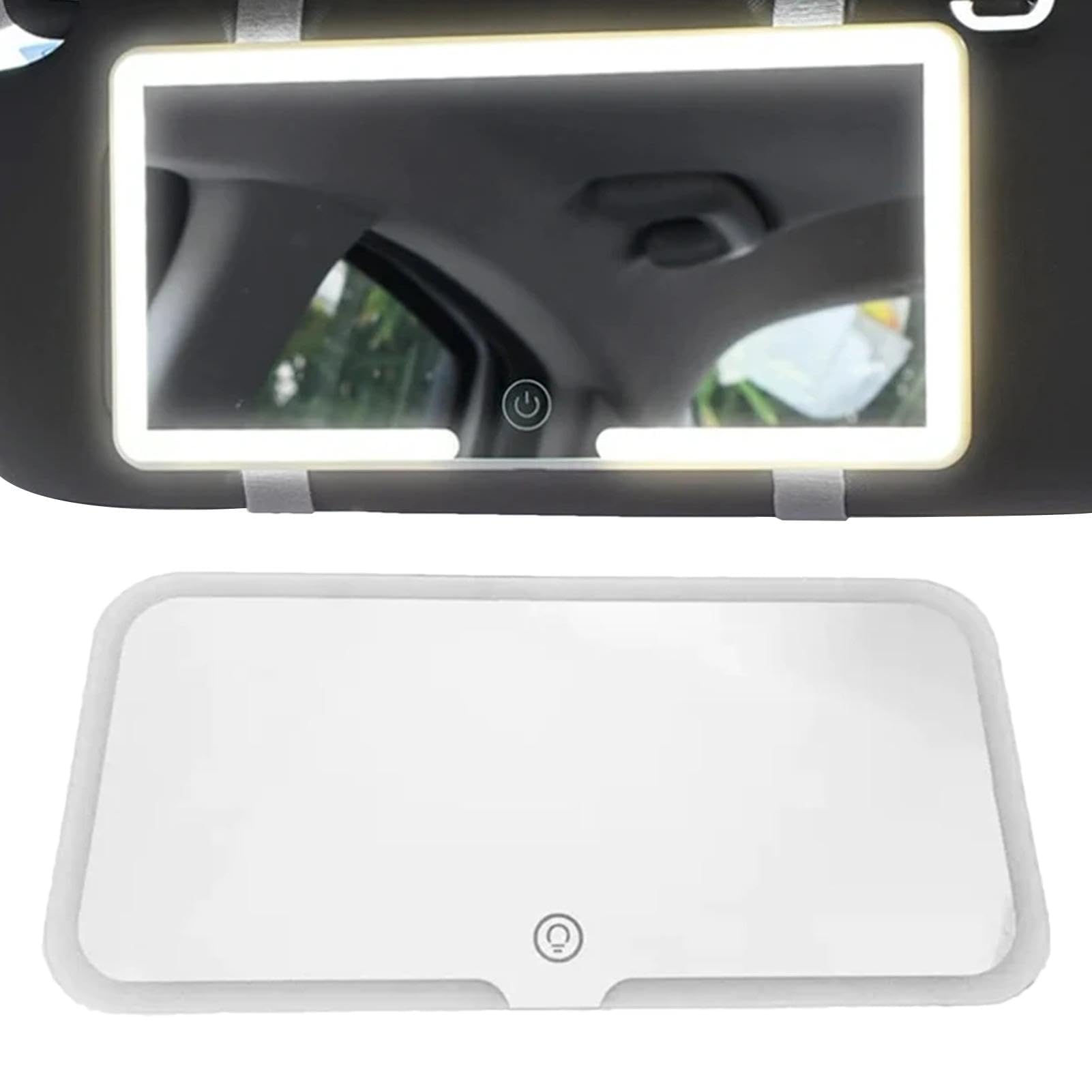Front. Pacoar Cade - Car Vanity Mirror Sun Visor Rechargeable & Leds Touch Control Light Mirror Port - Default.