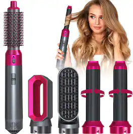 Pro Link Techs - Hair Dryer Brush Set,5 in 1 Hot Air Brush,Negative Ionic Hair Styling Tools - Gray
