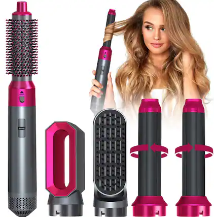 Front. Pro Link Techs - Hair Dryer Brush Set,5 in 1 Hot Air Brush,Negative Ionic Hair Styling Tools - Gray.
