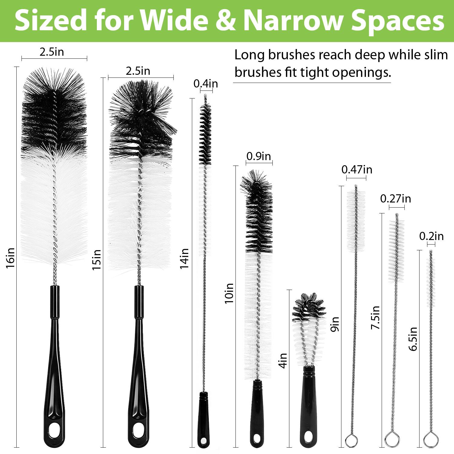 Garnen 8 Pcs Bottle Brush with Straw Cleaner, Bottle Cleaner Brush Set ...