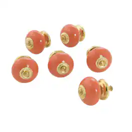 TX USA Corporation - Ceramic Ball Knob Set of 6 - Coral