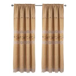 RT Designers Collection - RT Designer Collection Antonia Macrame Luxurious Decorative Rod Pocket Curtain Panel 54" x 84" - Gold