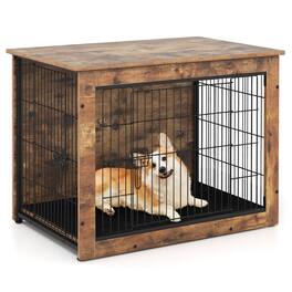 Gymax - Dog Crate Furniture for Small/Medium Dogs 33'' Indoor Pet House Side End Table