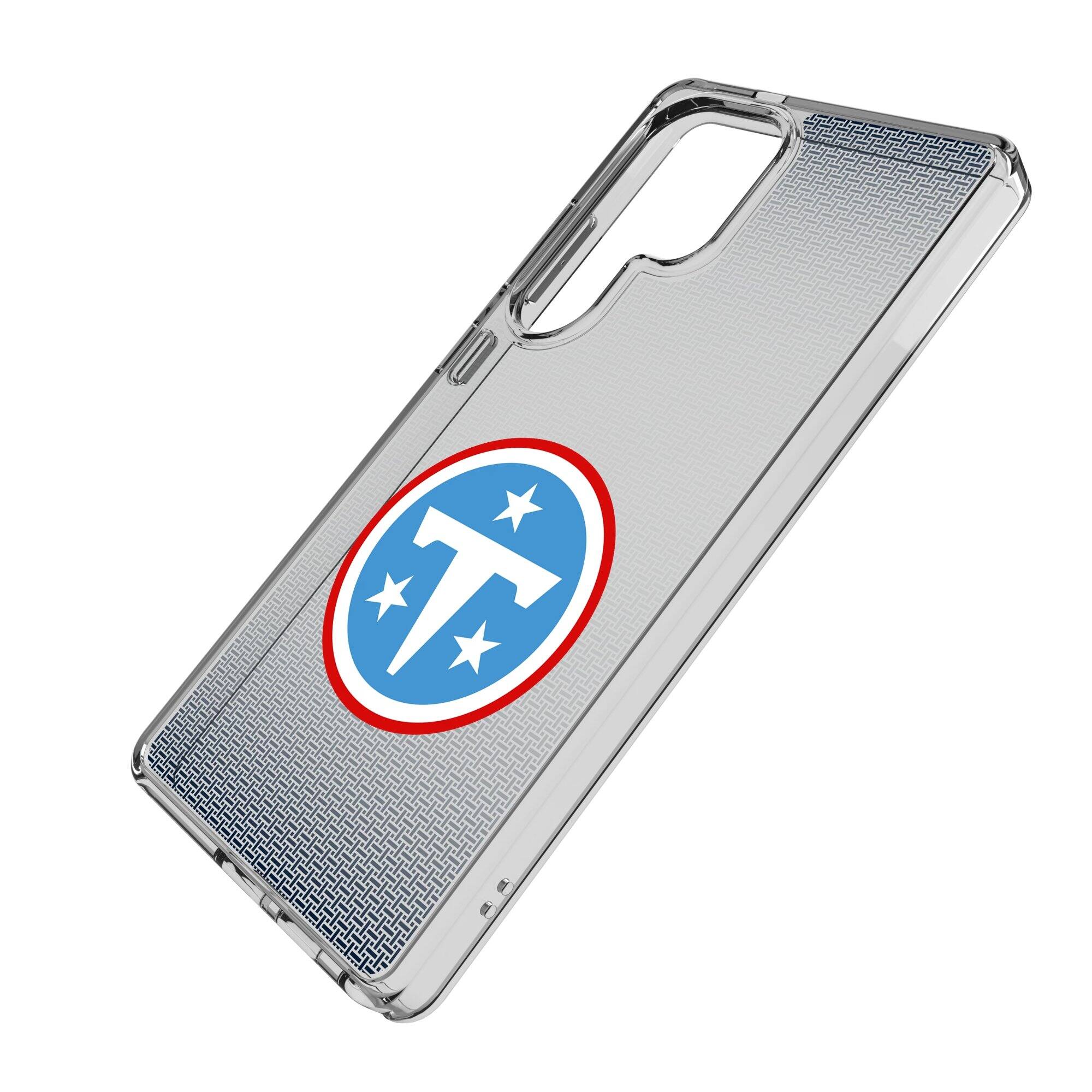 Alt View 1. Keyscaper - Tennessee Titans Linen Logo Galaxy Clear Case - S25 - Multicolor.