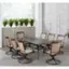 Alt View 12. Hanover - Fontana 9-Piece Outdoor Dining Set with 8 Sling Swivel Rockers and a 42-In. x 84-In. Cast-Top Table - Tan/Bronze.