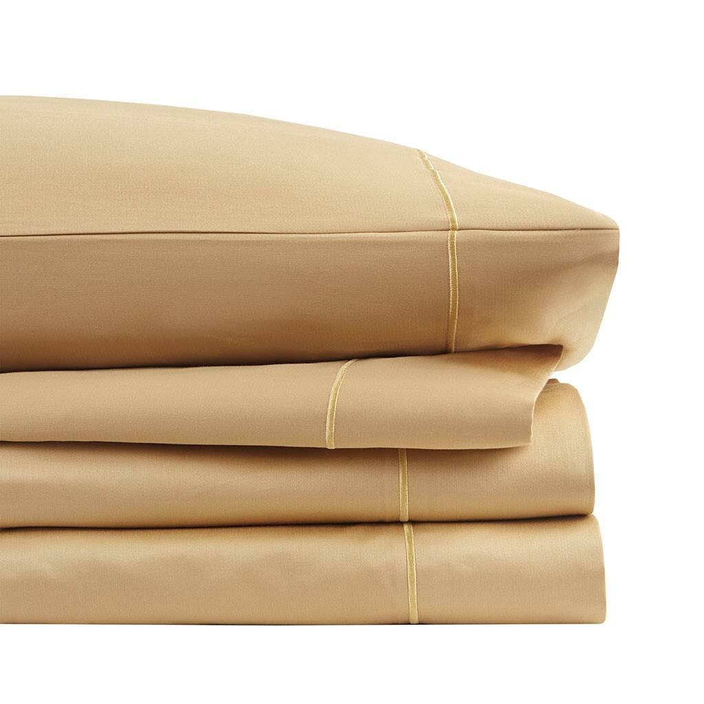 Alt View 2. Gracie Mills - Gracie Mills Noelia 600 Thread Count Cotton Sheet Set - Gold.
