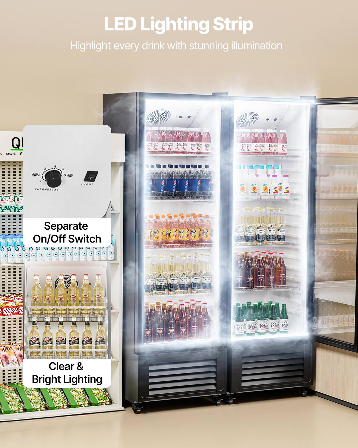 LED Lighting Strip Highlight every drink with stunning illumination

Separate On/Off Switch

Clear & Bright Lighting