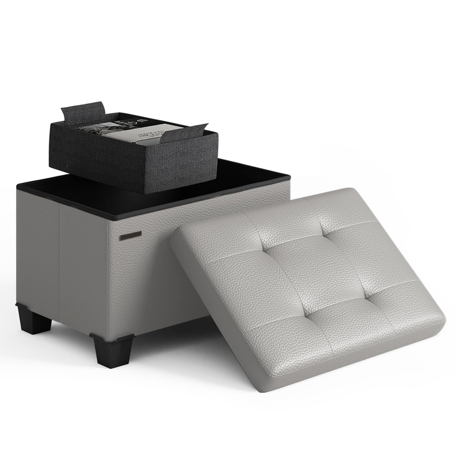 02 - Light Grey Leather 11.5"D x 16"W x 10.5"H