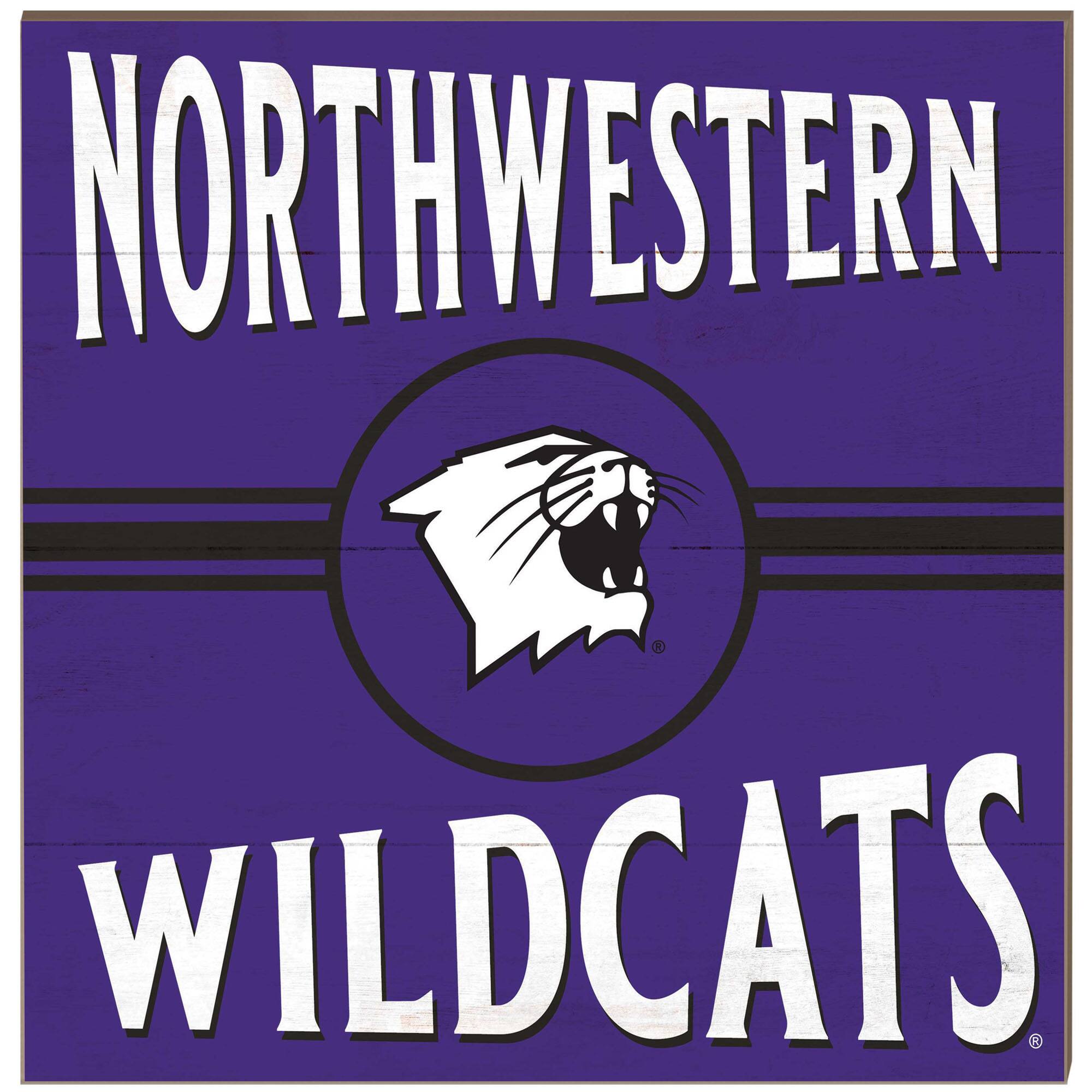Northwestern Wildcats 10'' x 10'' Retro Team Sign