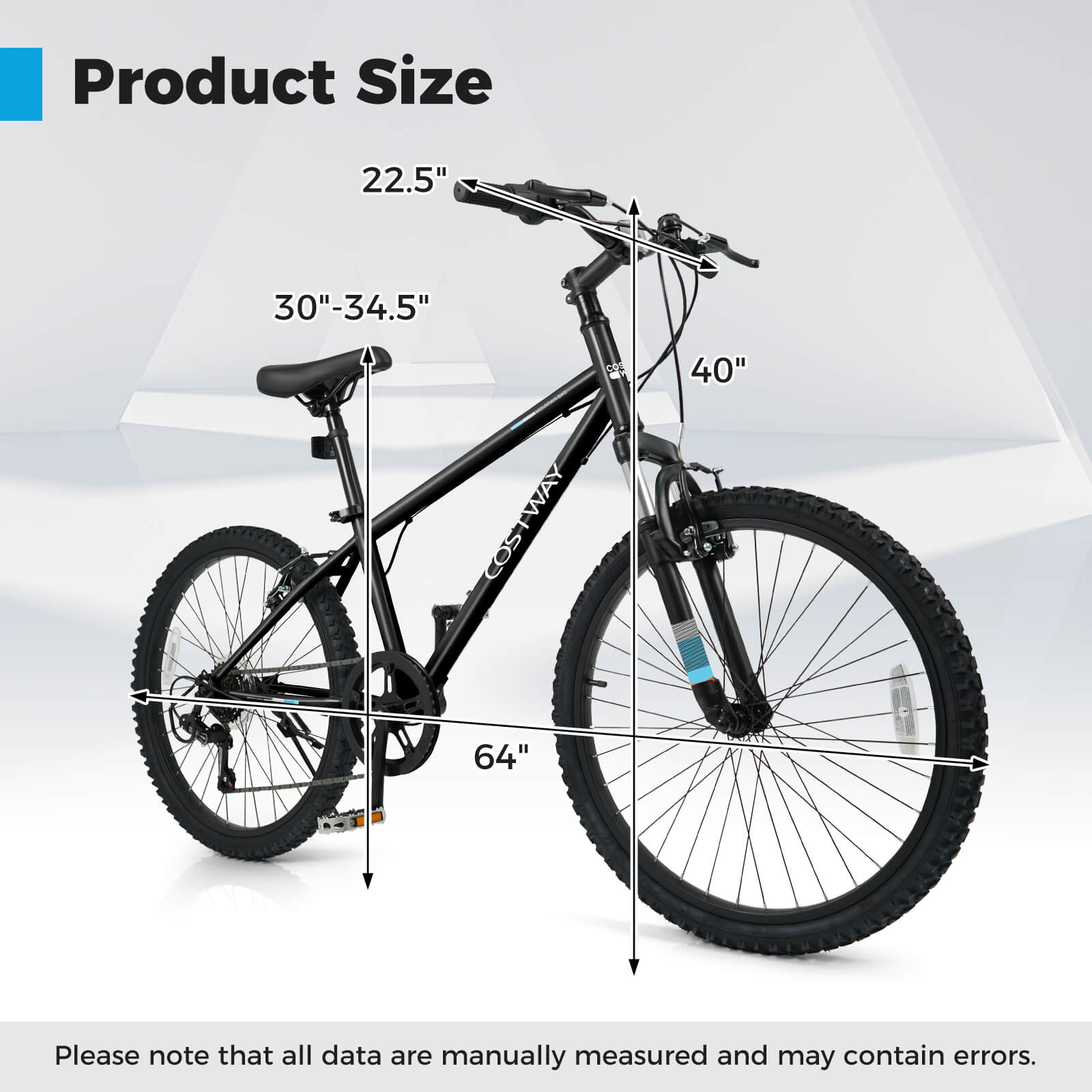 Product Size  
22.5"  
30"-34.5"  
40"  
64"  

Please note that all data are manually measured and may contain errors.