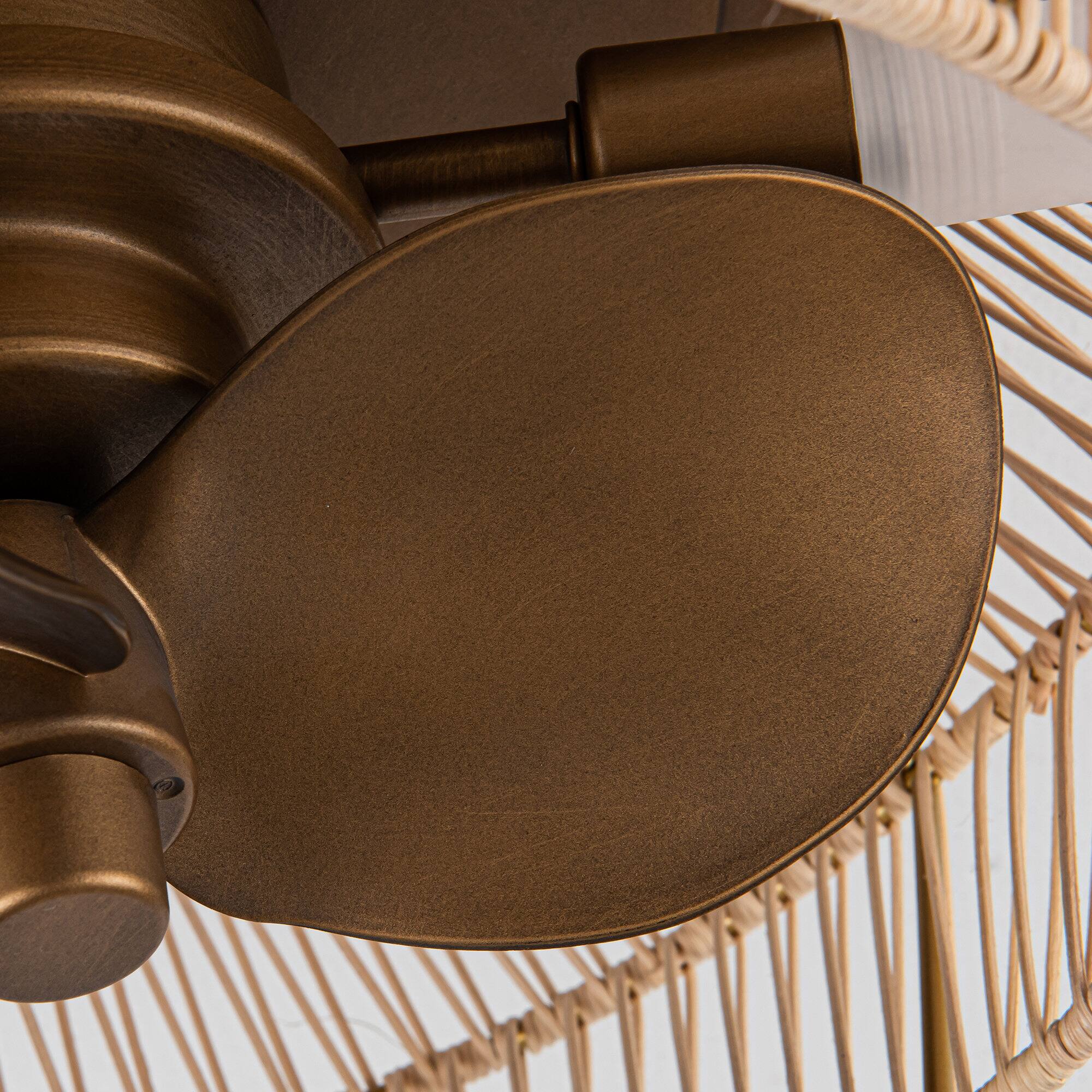Alt View 7. Parrot Uncle - 13.5" Brushed Bronze Cage Low Profile Flush Mount Ceiling Fan with Lights and Remote - Bronze.