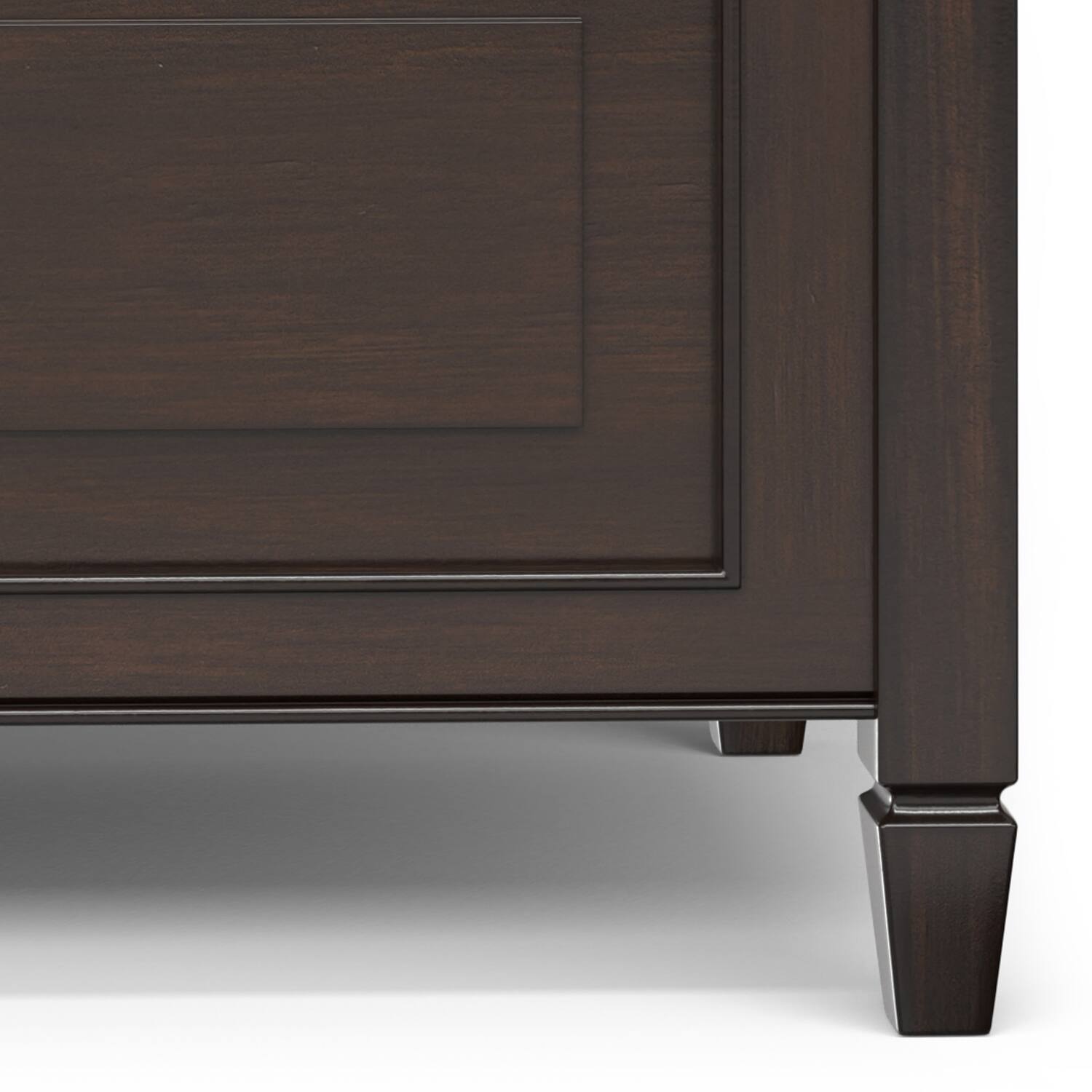 Alt View 5. Simpli Home - Connaught SOLID WOOD 30 inch Wide Traditional Small Entryway Storage Bench in Chestnut Brown - Chestnut Brown.
