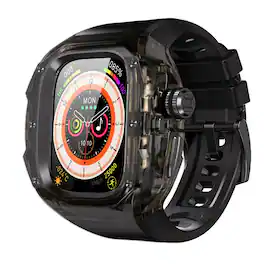 Dteck - Translucent Rugged Case with Band for Apple Watch Ultra 3/Ultra 2/Ultra 49mm, Durable Silicone Sport Strap - Black