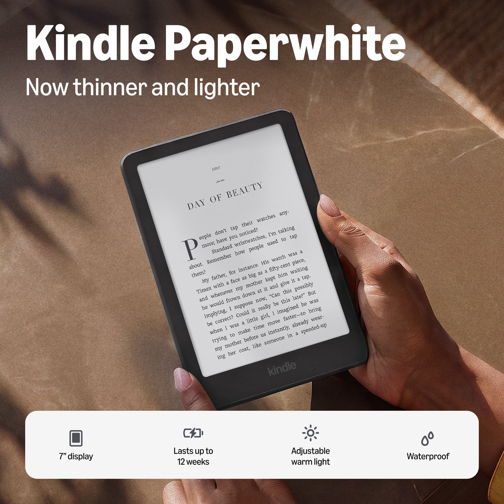 Amazon Kindle Paperwhite 16GB (newest model), Now thinner and