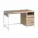 Angle. Sauder - Nova Loft Metal Frame Desk w/ File Drawer & Shelf - Kiln Acacia.