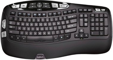 Logitech - K350 Ergonomic Full-size Membrane Wireless Keyboard - Black - Front_Zoom