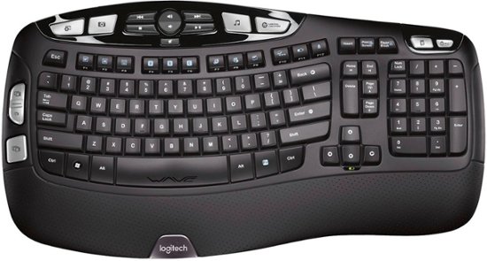 Front Zoom. Logitech - K350 Ergonomic Full-size Membrane Wireless Keyboard - Black.