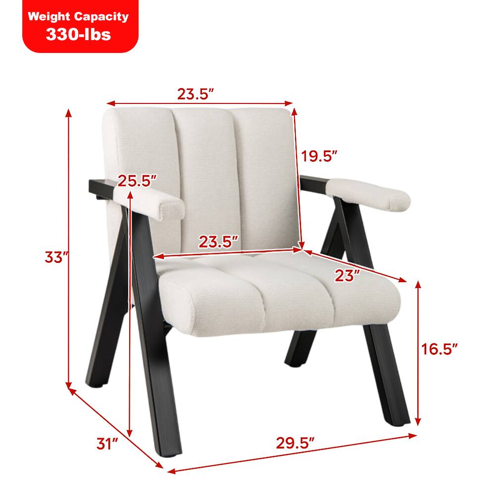 Weight Capacity: 330-lbs

Dimensions:
- Height: 33"
- Width: 29.5"
- Depth: 23.5"
- Seat Height: 16.5"
- Armrest Height: 25.5"
- Back Height: 23.5"
- Armrest Width: 19.5"
- Seat Depth: 23"