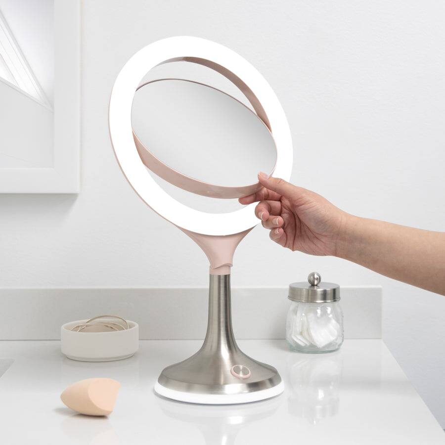 Alt View 2. Zadro - Solana, LED Lighted Makeup Mirror with 8X/1X Magnifications & Touch Controls - White.