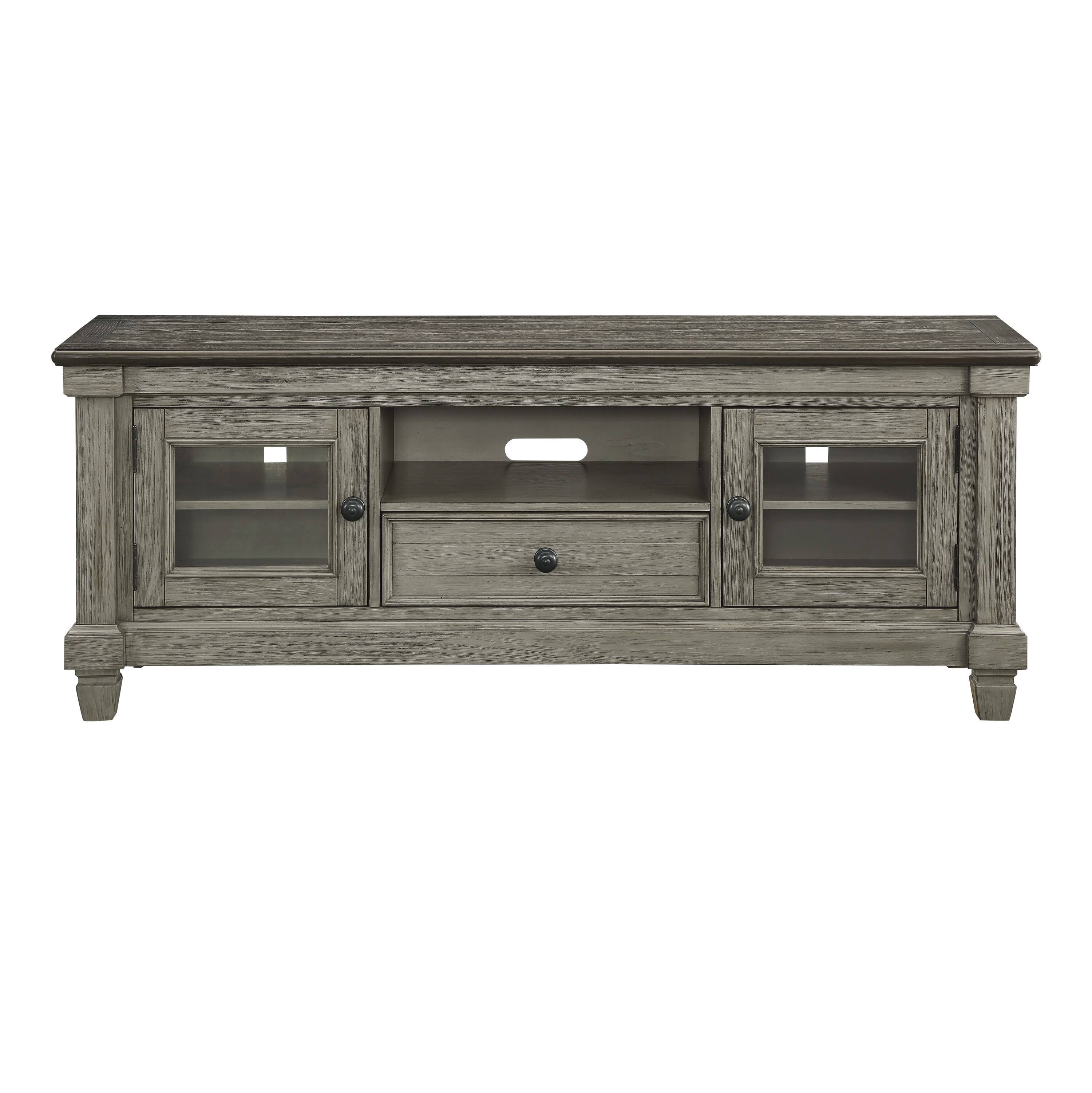 Front. Spaco - Spaco Antique TV Stand with Drawer, Wooden Storage Cabinet for Living Room, Coffee Finish Console Table - Antique Gray+Coffee.
