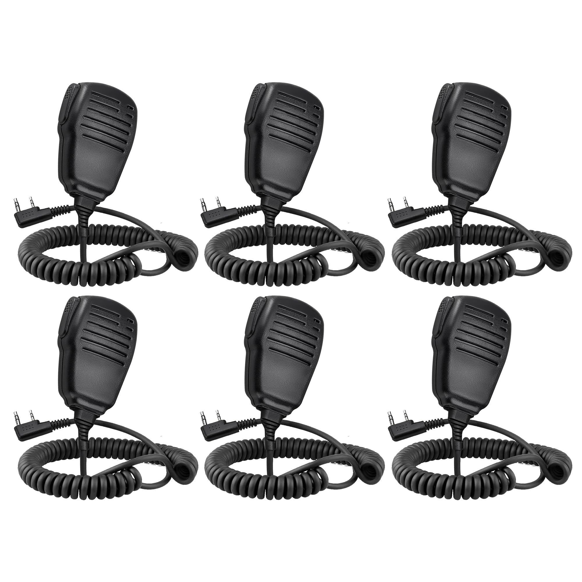 Front. VEGA AUTOMOTIVE - Mic For Two Way Radios 2 Pin Walkie Talkies Shoulder Handheld Talkie Microphone 2 Radio K Type With Ptt - 6 Pack.