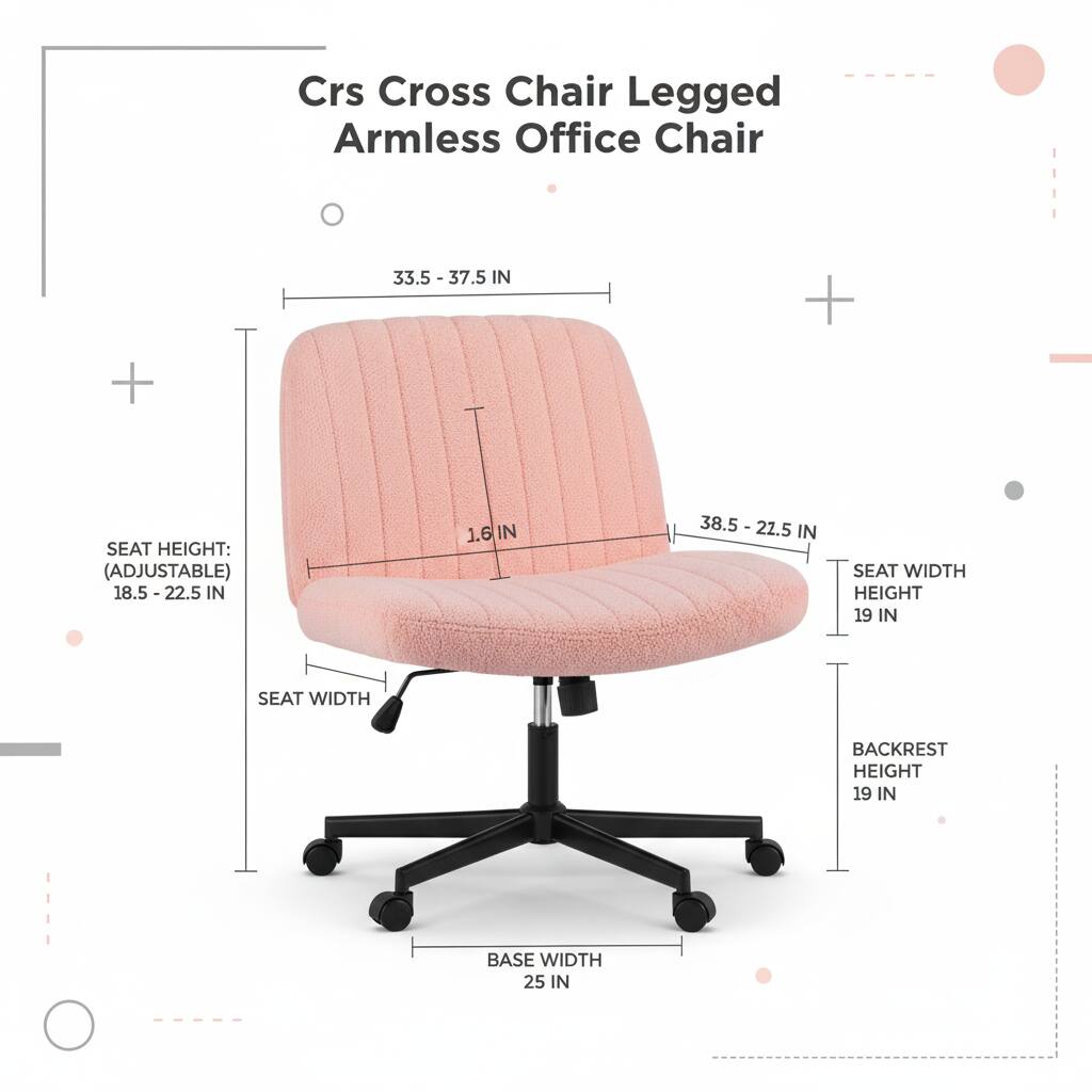 Crs Cross Chair Legged Armless Office Chair

- Seat Height: Adjustable 18.5 - 22.5 IN
- Seat Width: 19 IN
- Backrest Height: 19 IN
- Base Width: 25 IN
- Seat Depth: 33.5 - 37.5 IN
- Seat Width Height: 38.5 - 22.5 IN
- Seat Width: 19 IN
- Seat Height: 1.6 IN