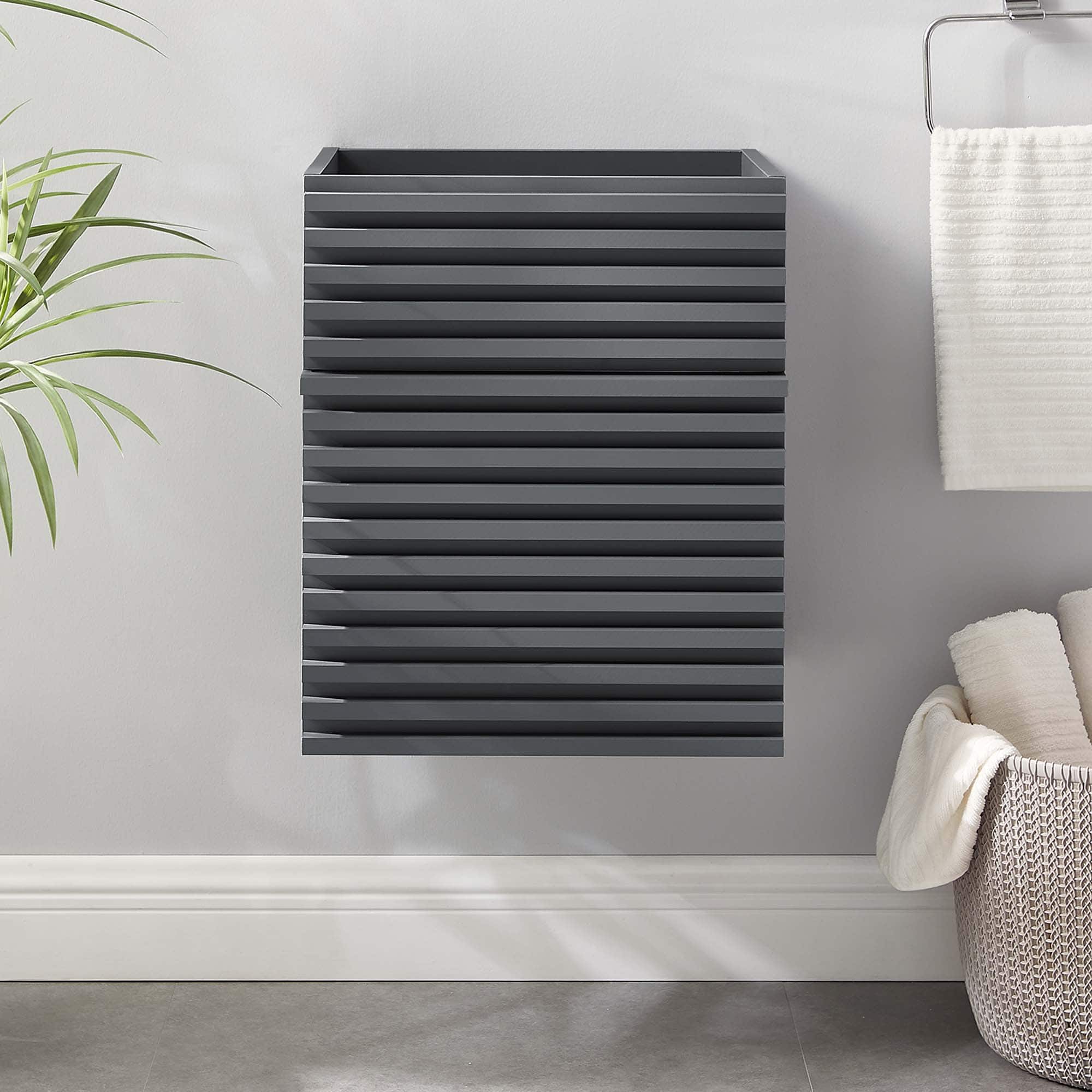 Modway - Render Wall-Mount Bathroom Cabinet Basin Not Included - Gray