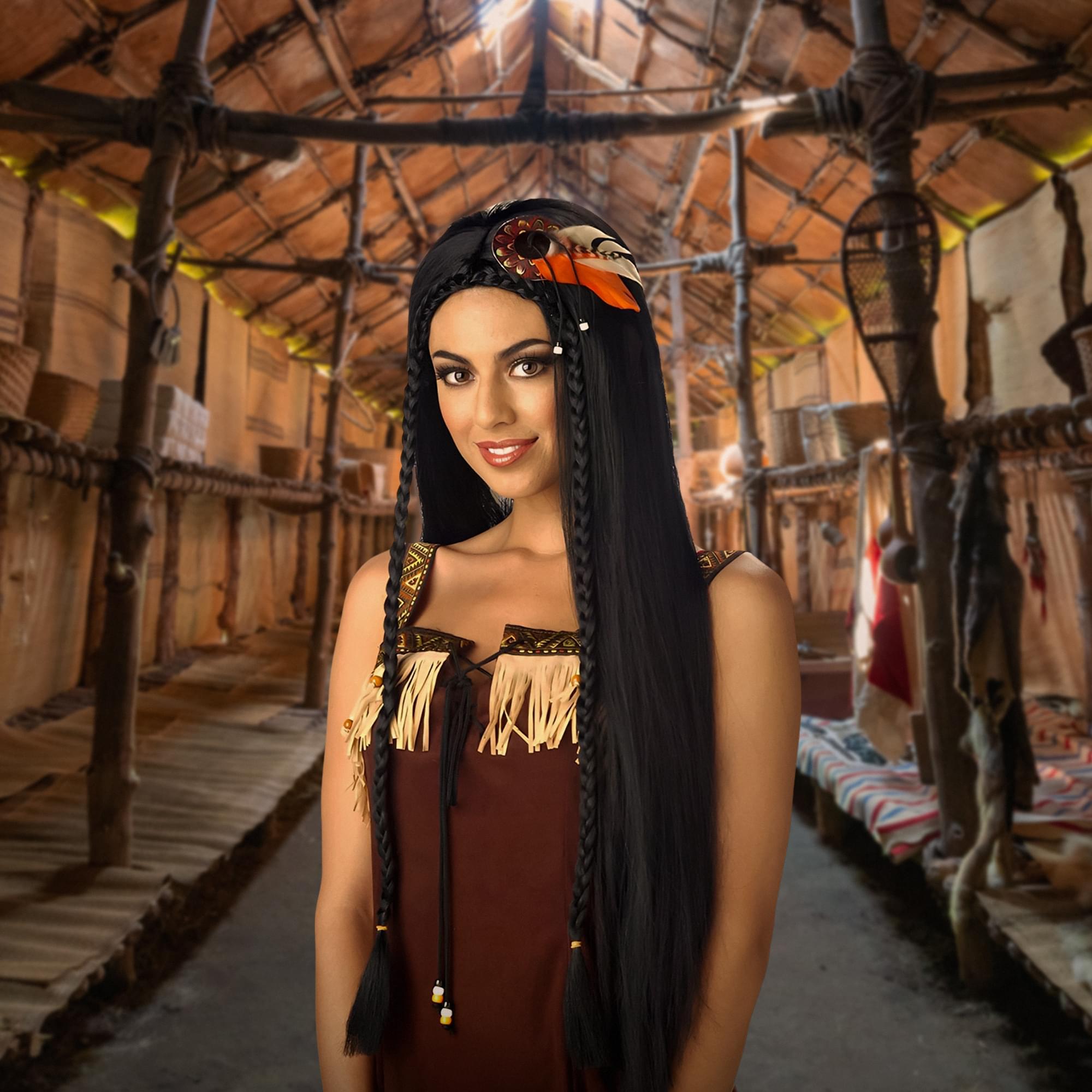 Alt View 2. California Costumes - Adult Sexy Indian Princess Wig - Black.