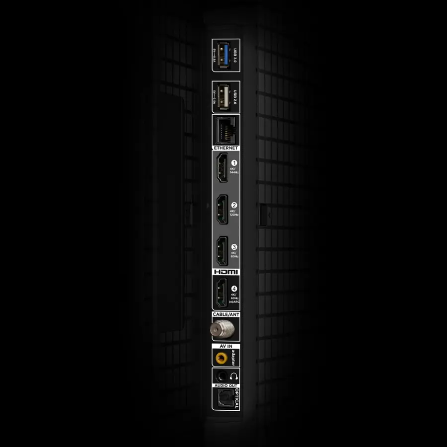 I USB 3.1 Gen 1, Ethernet 10/100/1000 Mbps, HDMI 2.0, 3.5mm Audio Out, Optical Out.