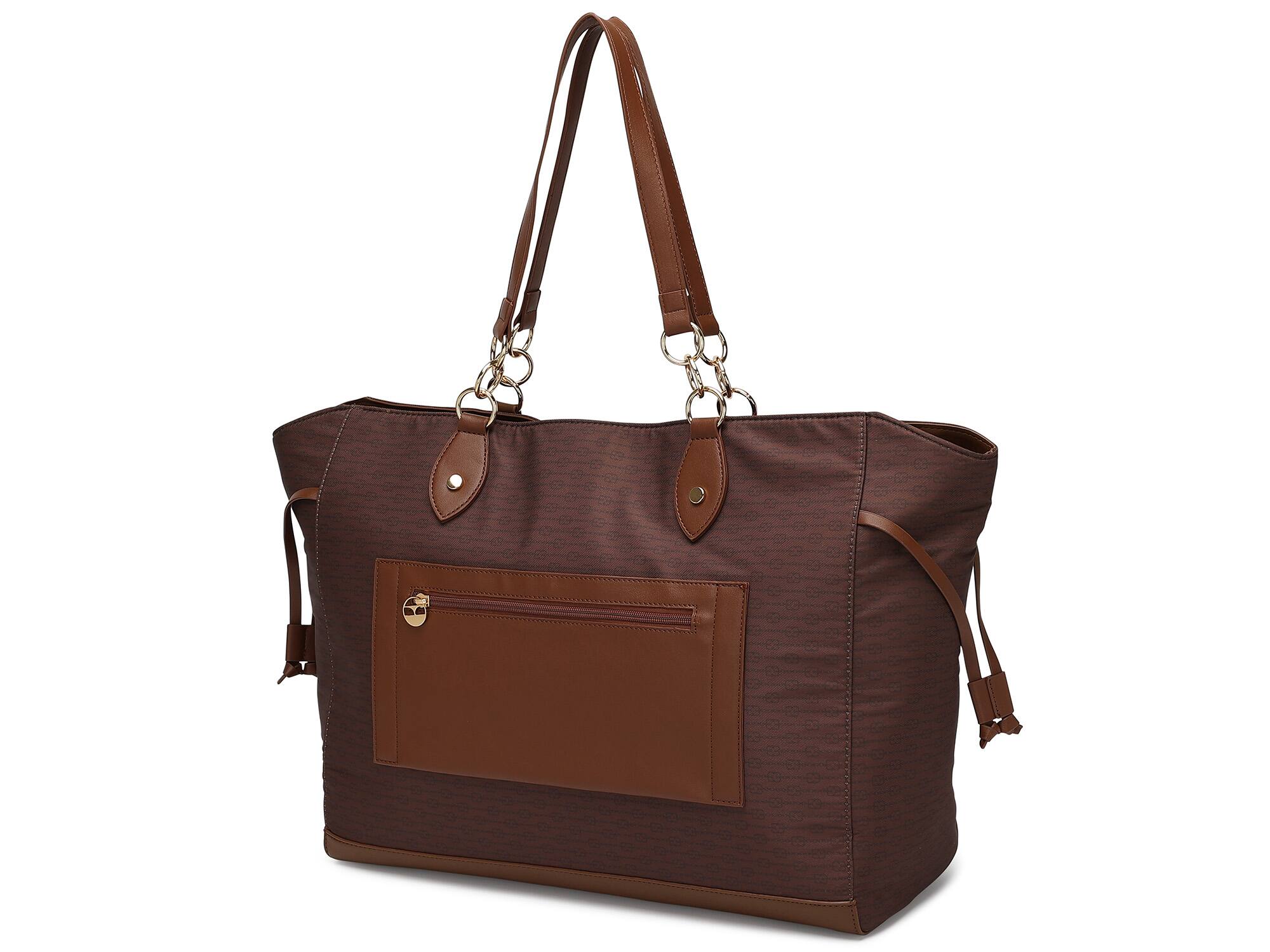 Alt View 4. Elle - ELLE Eleganza 32L Monogram Weekender Duffel Bag | Brown - Brown.